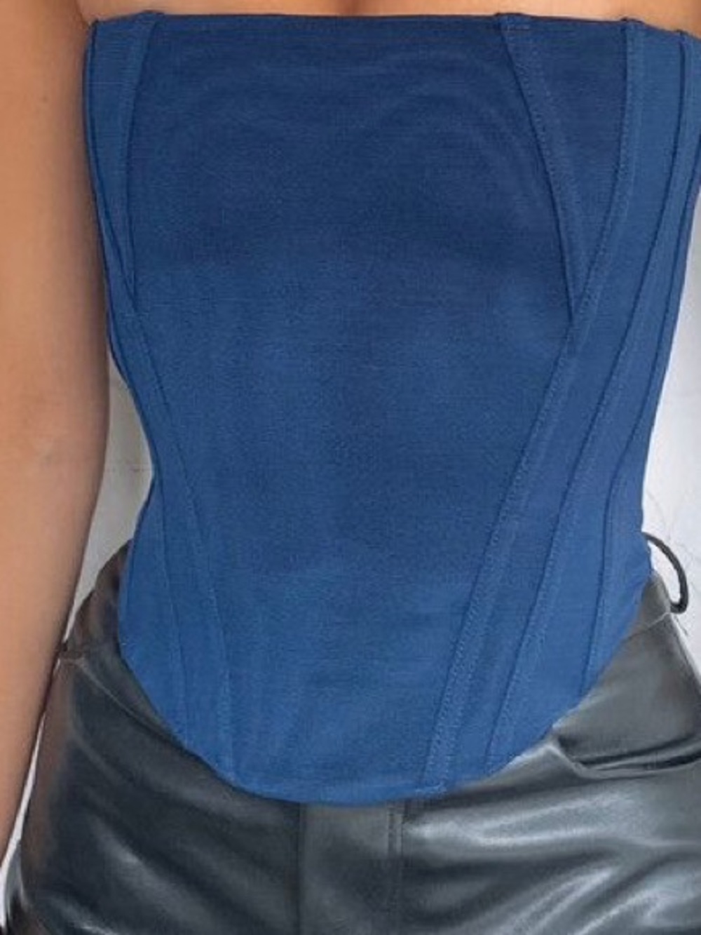 2/$20 White Fox Boutique Navy Blue Strapless Corset Top